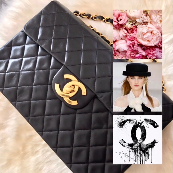 Chanel Vintage Black Maxi Jumbo Flap Bag – Dina C's Fab and Funky